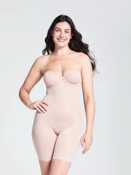 Assets By Spanx Other - ASSETS by SPANX Women's Flawless Finish Strapless Cupped Midthigh Bodysuit NWT